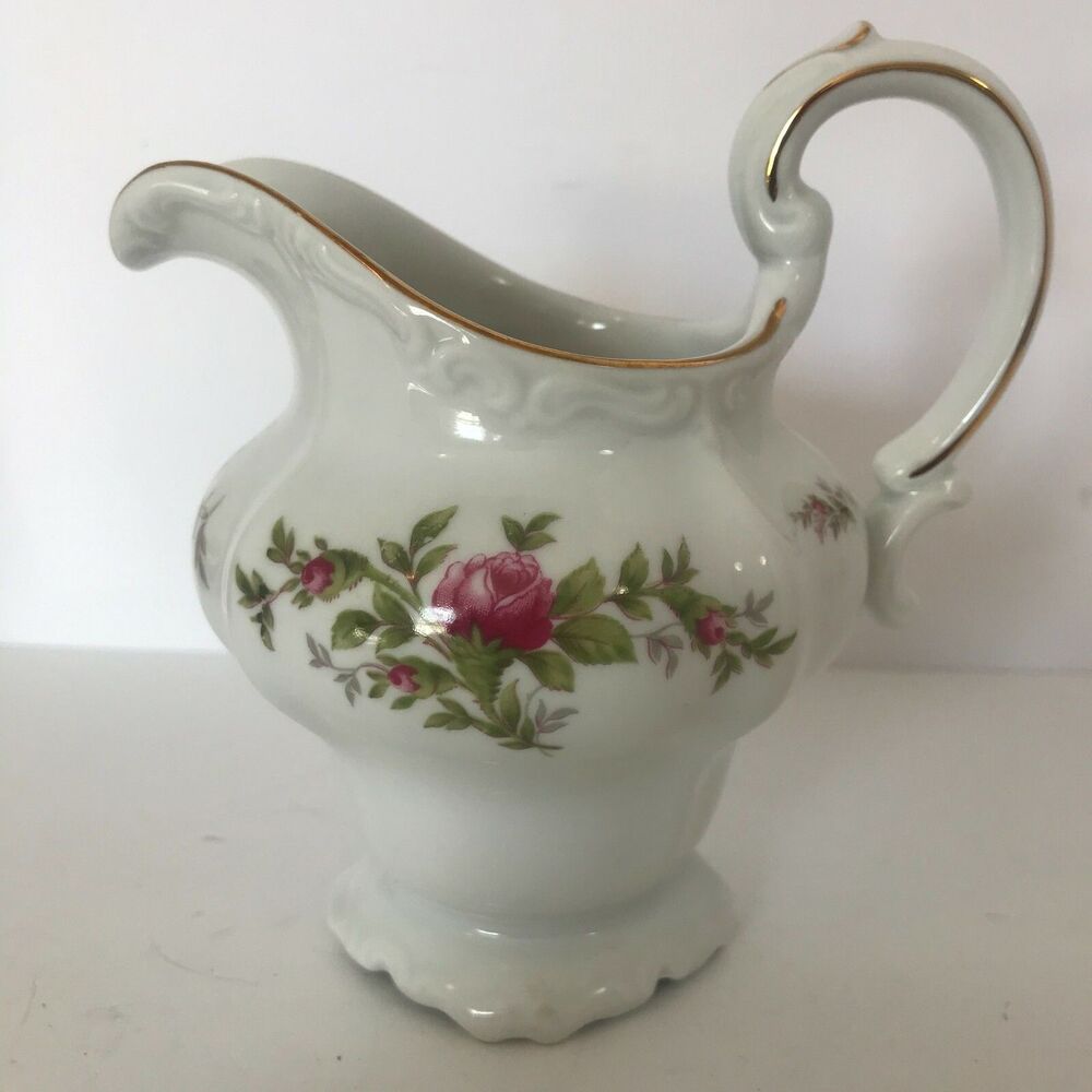 Johan Haviland Bavaria Germany Creamer Pitcher Pink Roses Gold Trim 5-1/4" Tall - Picture 1 of 5
